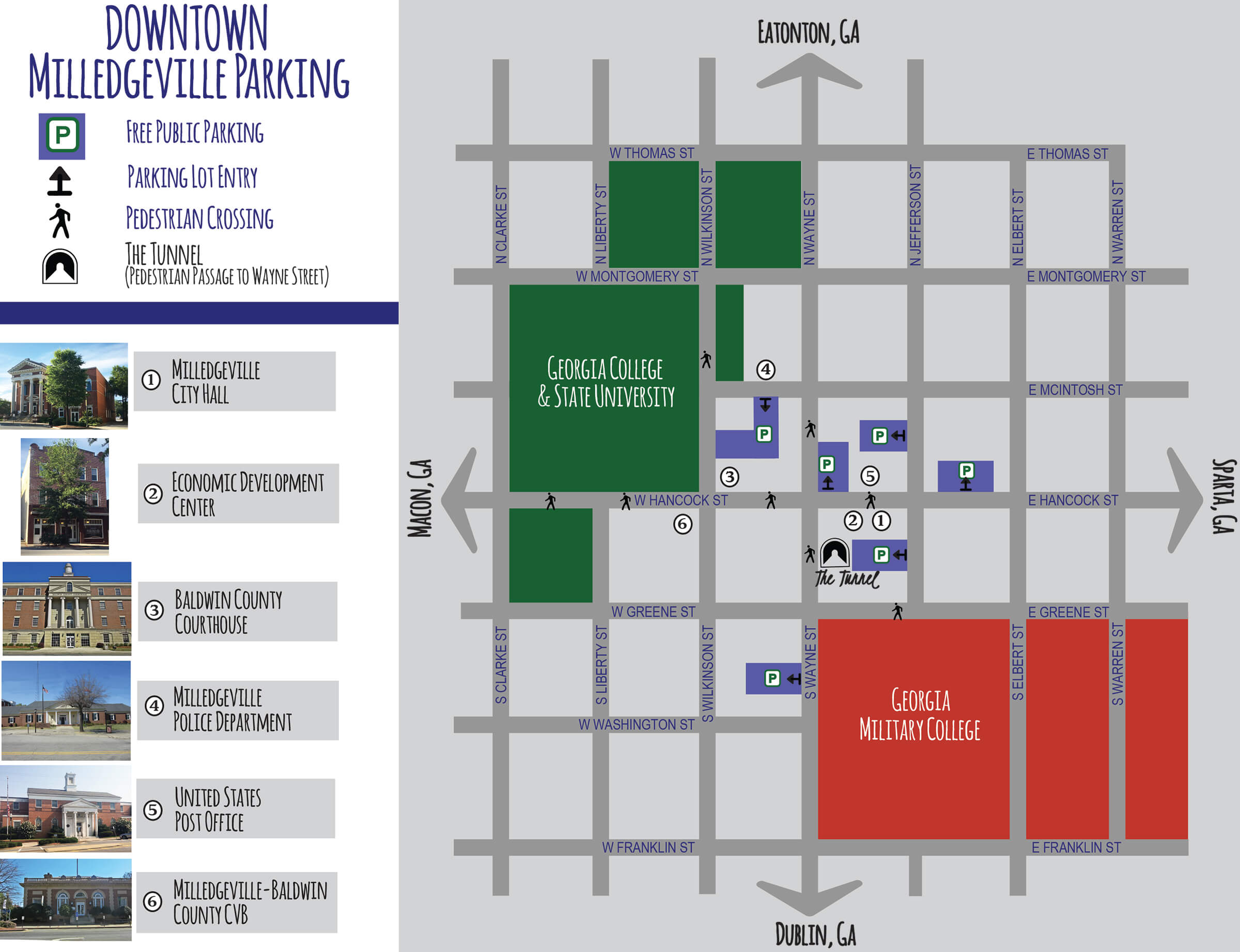 Downtown Milledgeville Parking Map